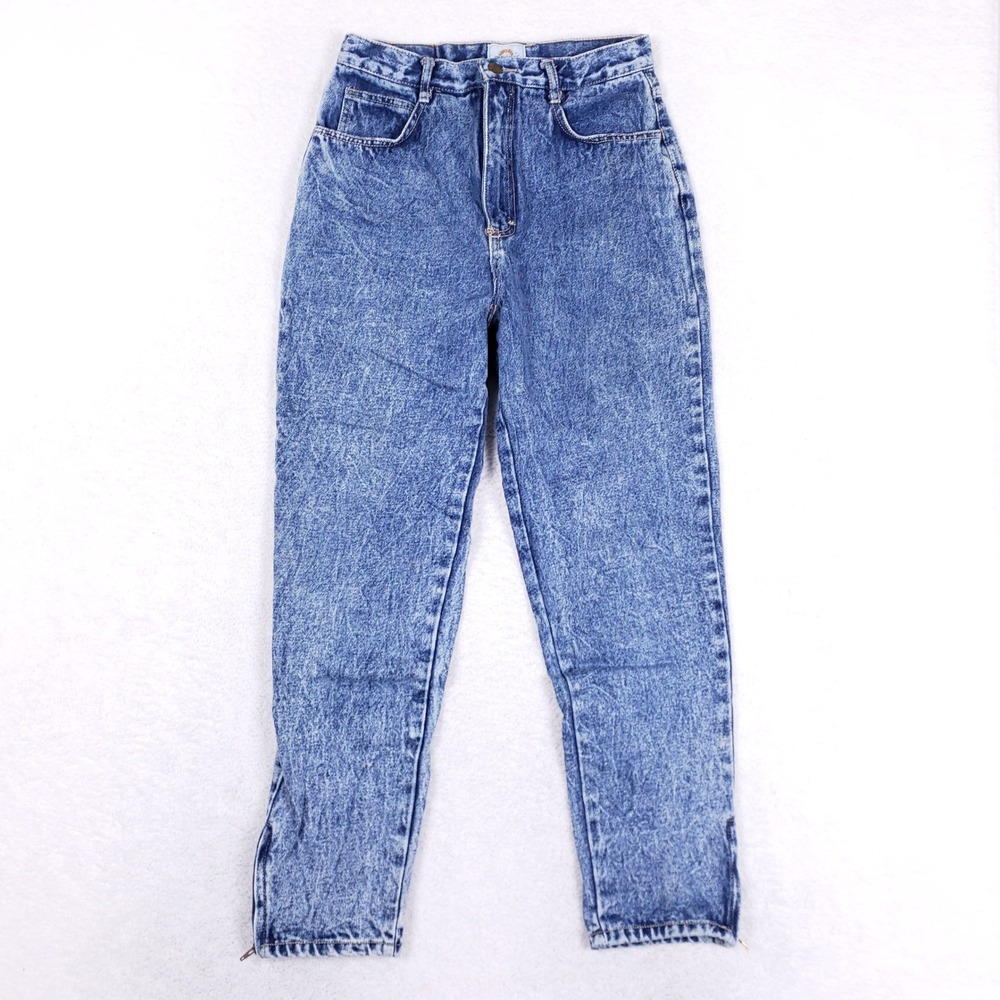 Anchor Blue Vintage Acid Wash Jeans Womens 11 High Rise Tapered Ankle Zip 90s
